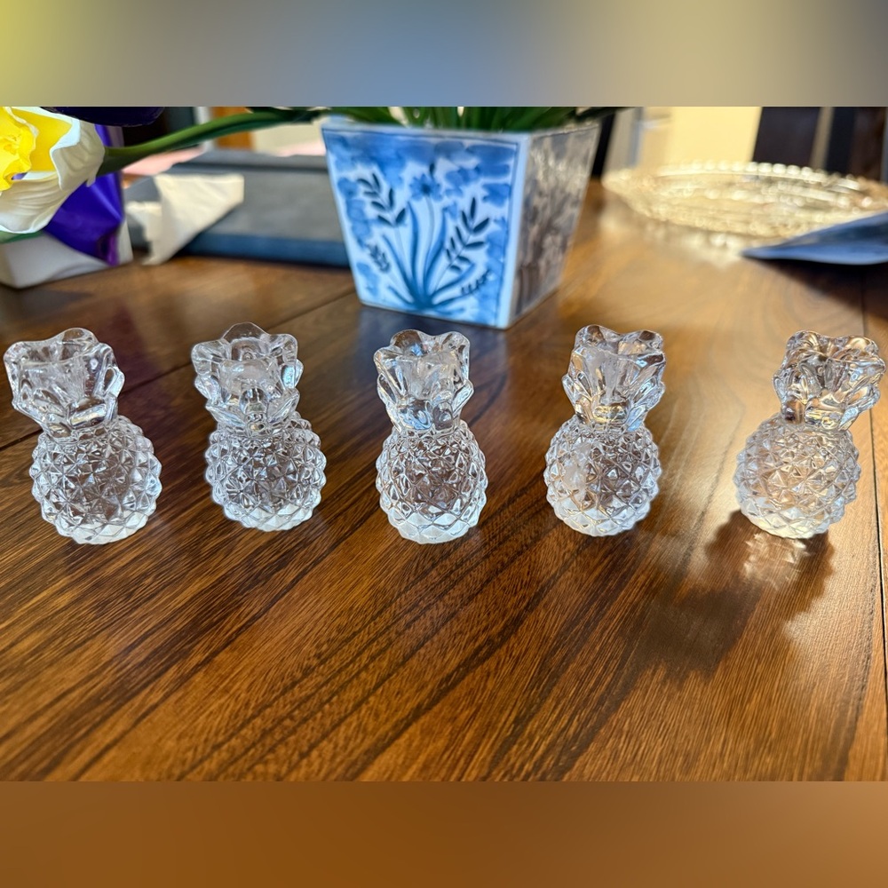 Williams Sonoma Tiny Taper Pineapple Glass Candle Holders